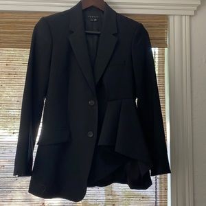 Black blazer asymmetrical detail